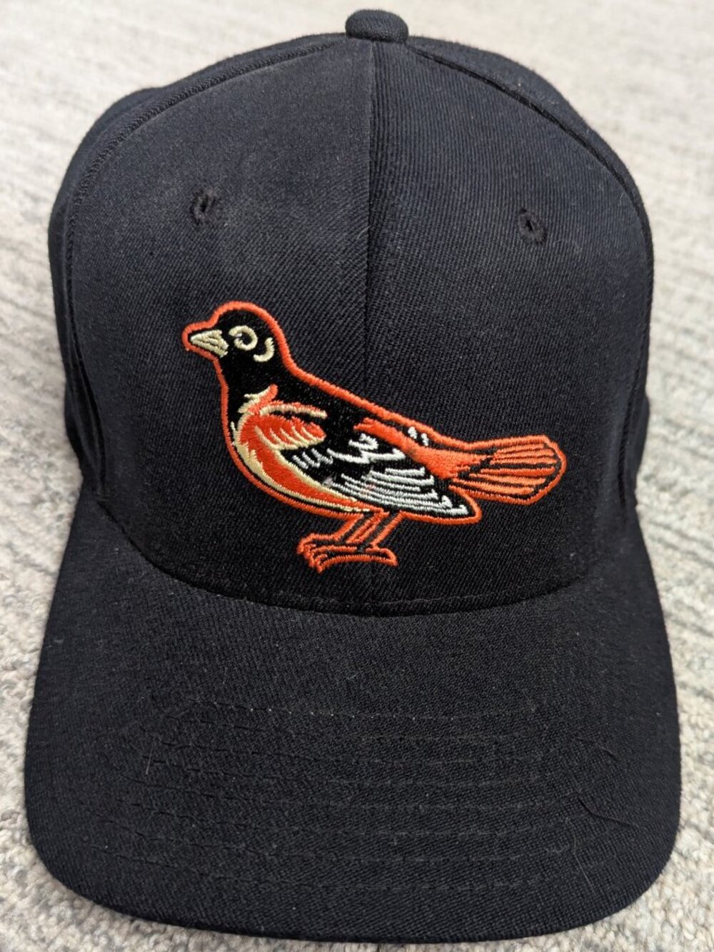 Vtg STARTER STARFiT Baltimore Orioles MLB Fitted Black Wool Blend Cap Sz 3